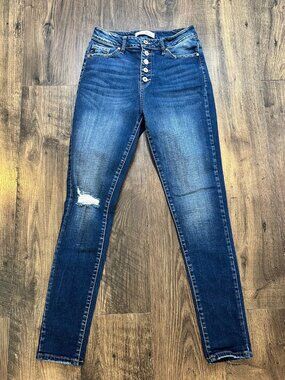 EUC KanCan Curvy Women's Size 7/27 Distressed Button Fly Skinny Jeans